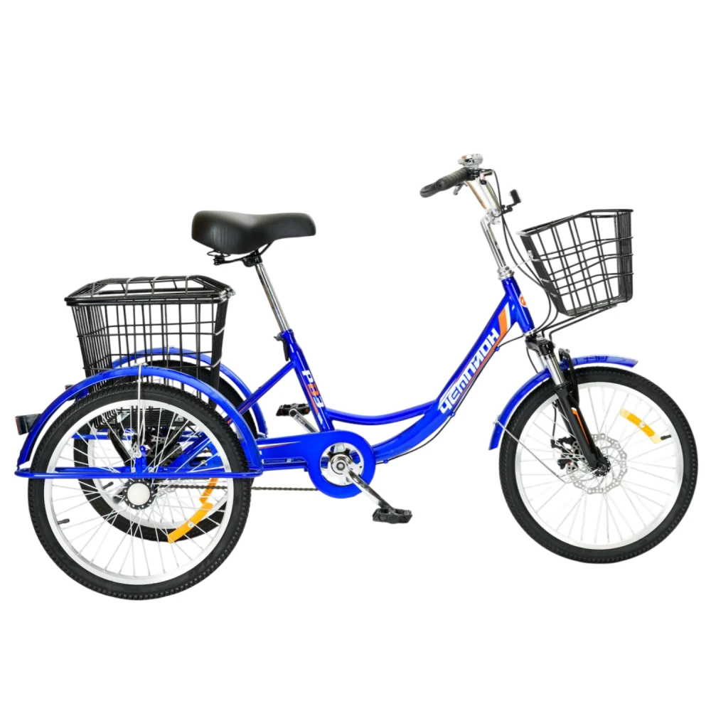 Трехколесный велосипед для взрослых РВЗ Чемпион 20" 1 скорость синий 1